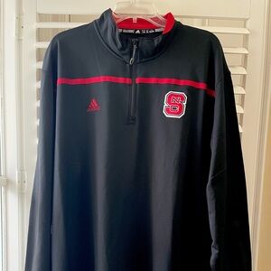 Adidas N.C. State “Block S”Black and Red NC State 1/4 Zip Pullover
